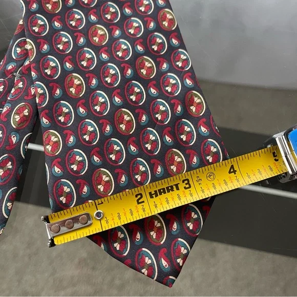 Christian Dior Monsieur Silk Geometric Tie 4x57 Red Black Preppy - Picture 3 of 5